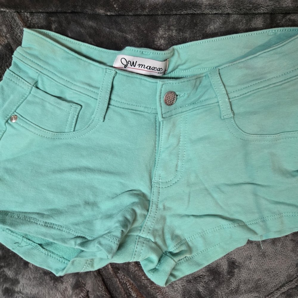 Vibrant Green Jean Shorts with Distressed Hem